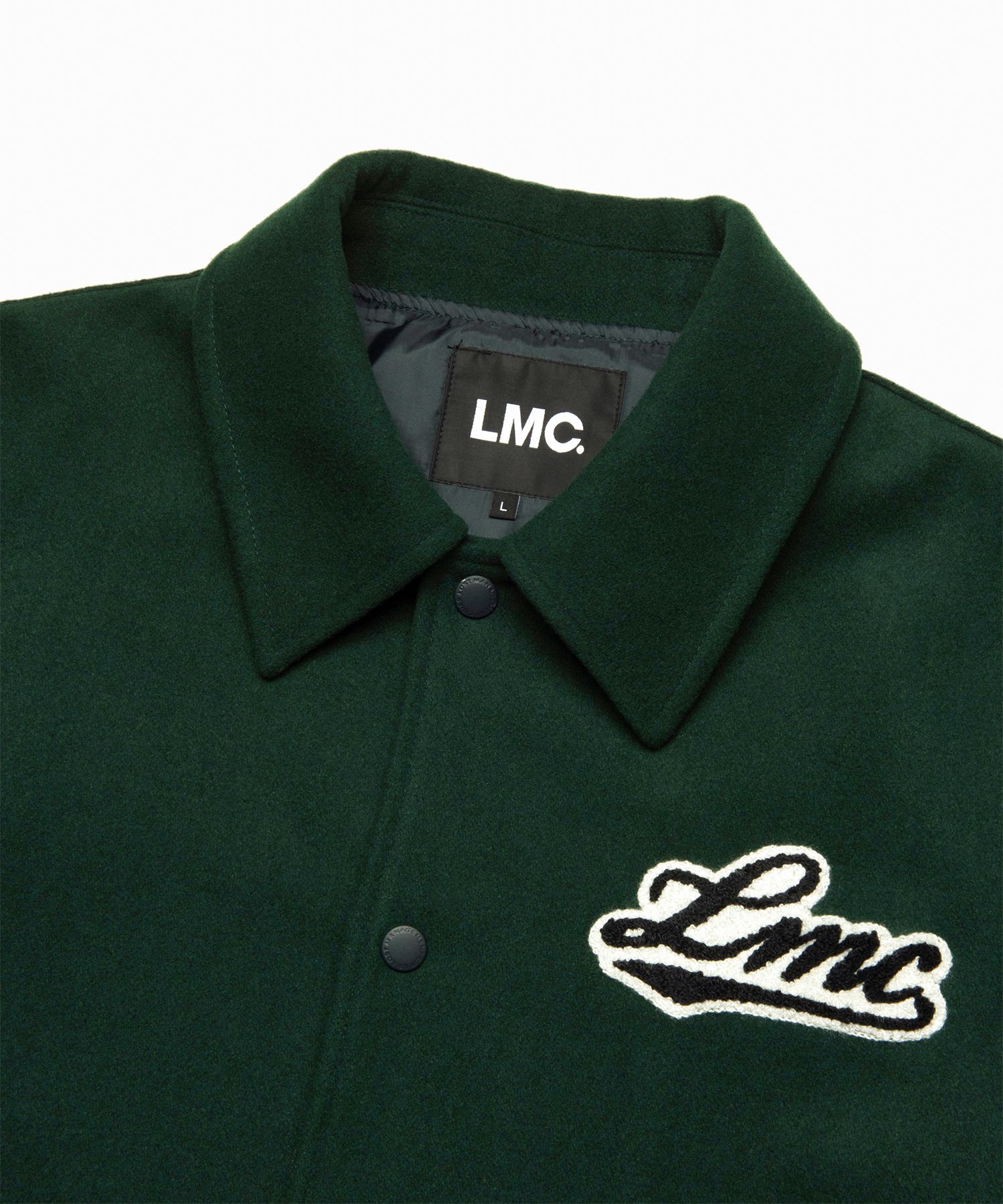 MUSINSA | LMC CLASSIC WOOL VARSITY JACKET dark green