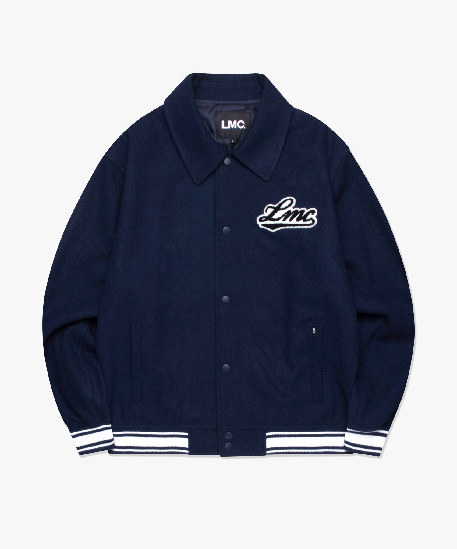 ジャケット LMC CLASSIC WOOL VARSITY JACKET navy 0LM23SJK107NVY MUSINSA | LMC CLASSIC WOOL VARSITY JACKET navy