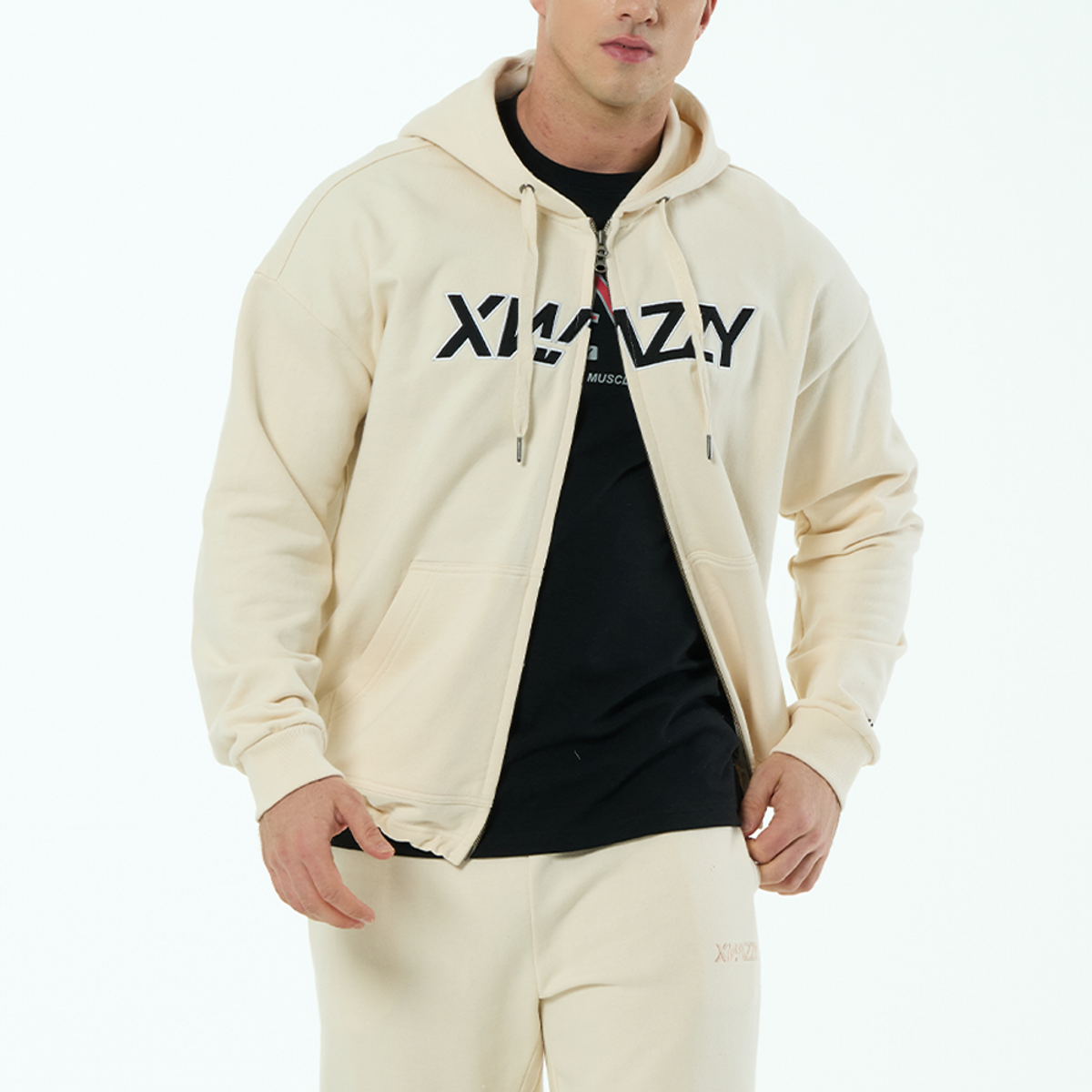 엑스네지(XNAZZY) 투웨이 스포티 후드집업 XN23SPMHD01 CREAM