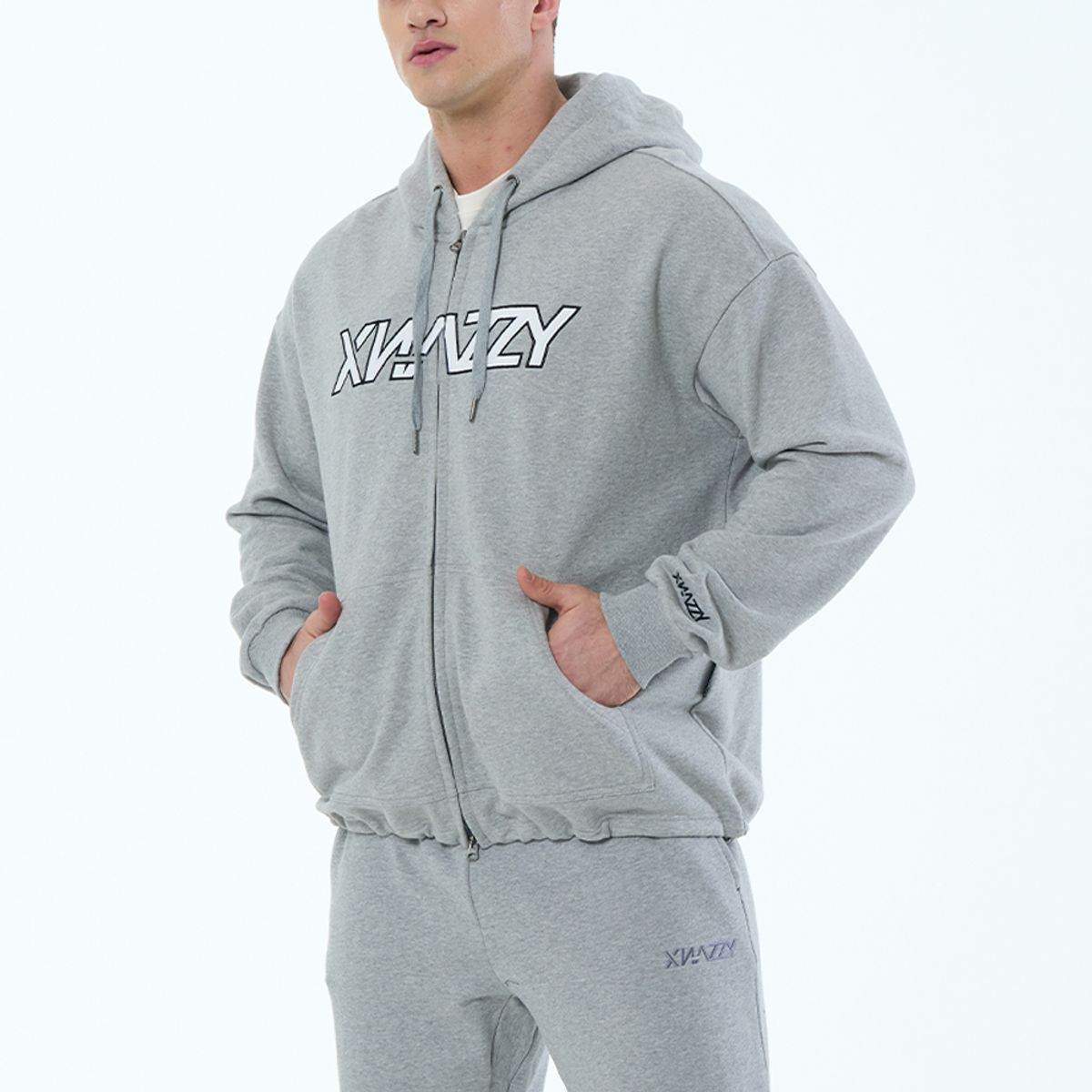 엑스네지(XNAZZY) 투웨이 스포티 후드집업 XN23SPMHD01 M/GRAY