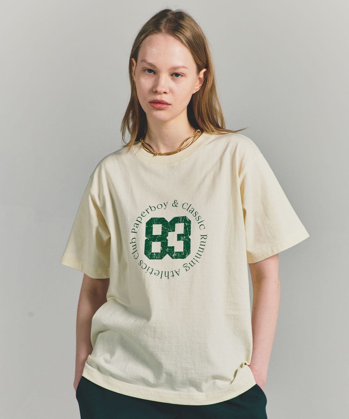 페이퍼보이(PAPERBOY) 비기닝83 반팔티셔츠-크림