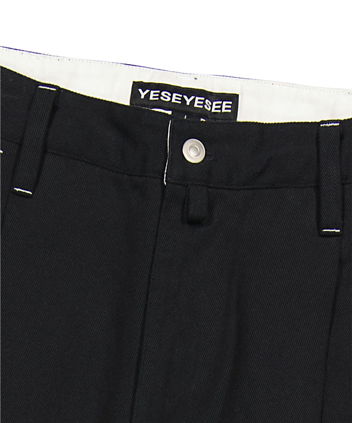 예스아이씨(YESEYESEE) Broad One Tuck Cotton Twill Pants Black