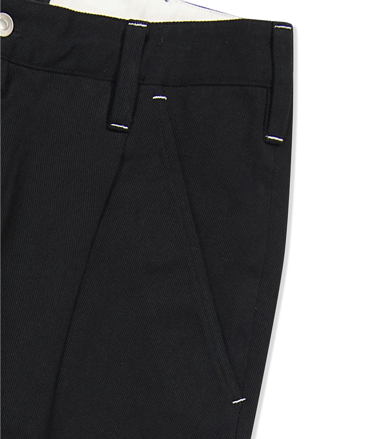예스아이씨(YESEYESEE) Broad One Tuck Cotton Twill Pants Black