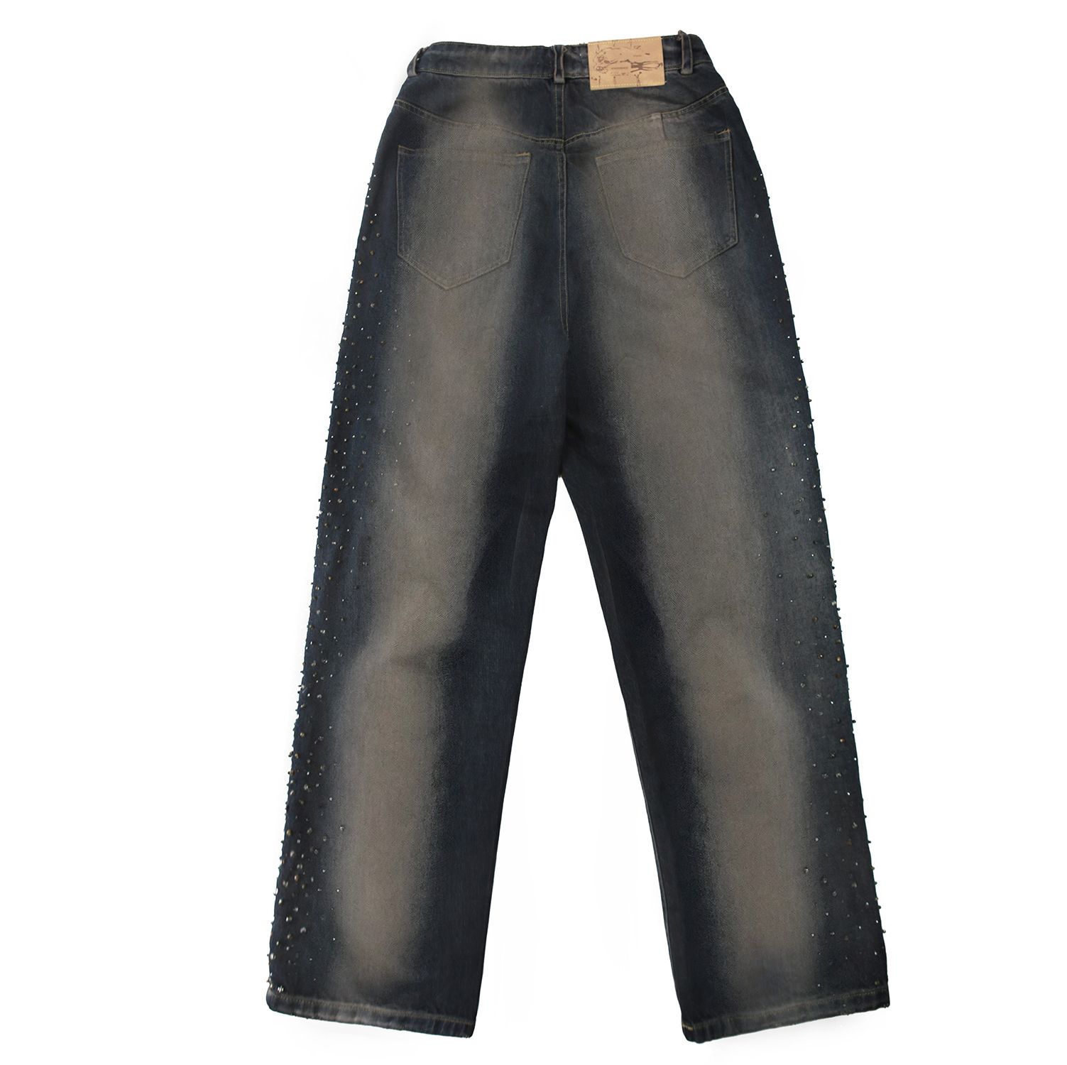 【604SERVICE】 BEADED U SHAPE WAIST JEAN Beaded-U-Shape-Waist-Jeans-