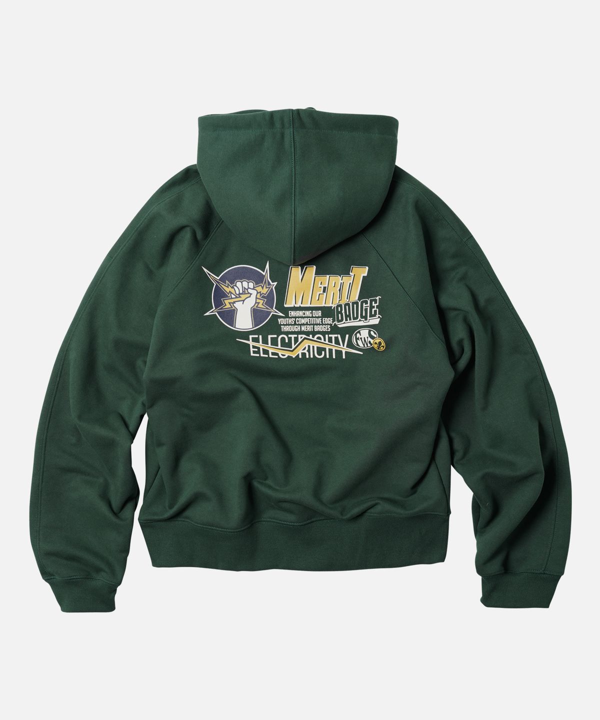 프리즘웍스(FRIZMWORKS) ELECTRICITY M-BADGE HOODY _ DARK GREEN