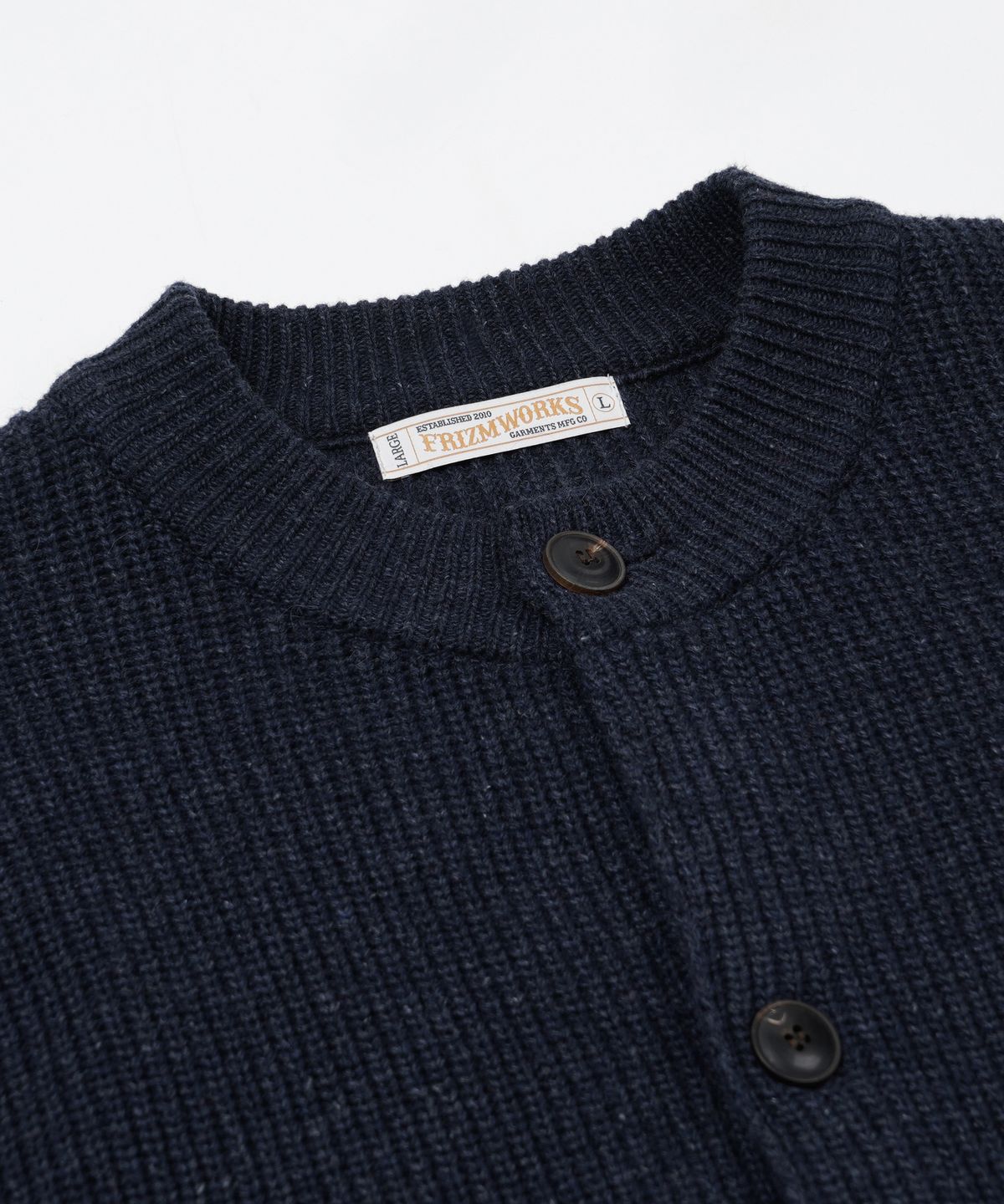 프리즘웍스(FRIZMWORKS) HEAVY WOOL ROUND CARDIGAN _ INDIGO