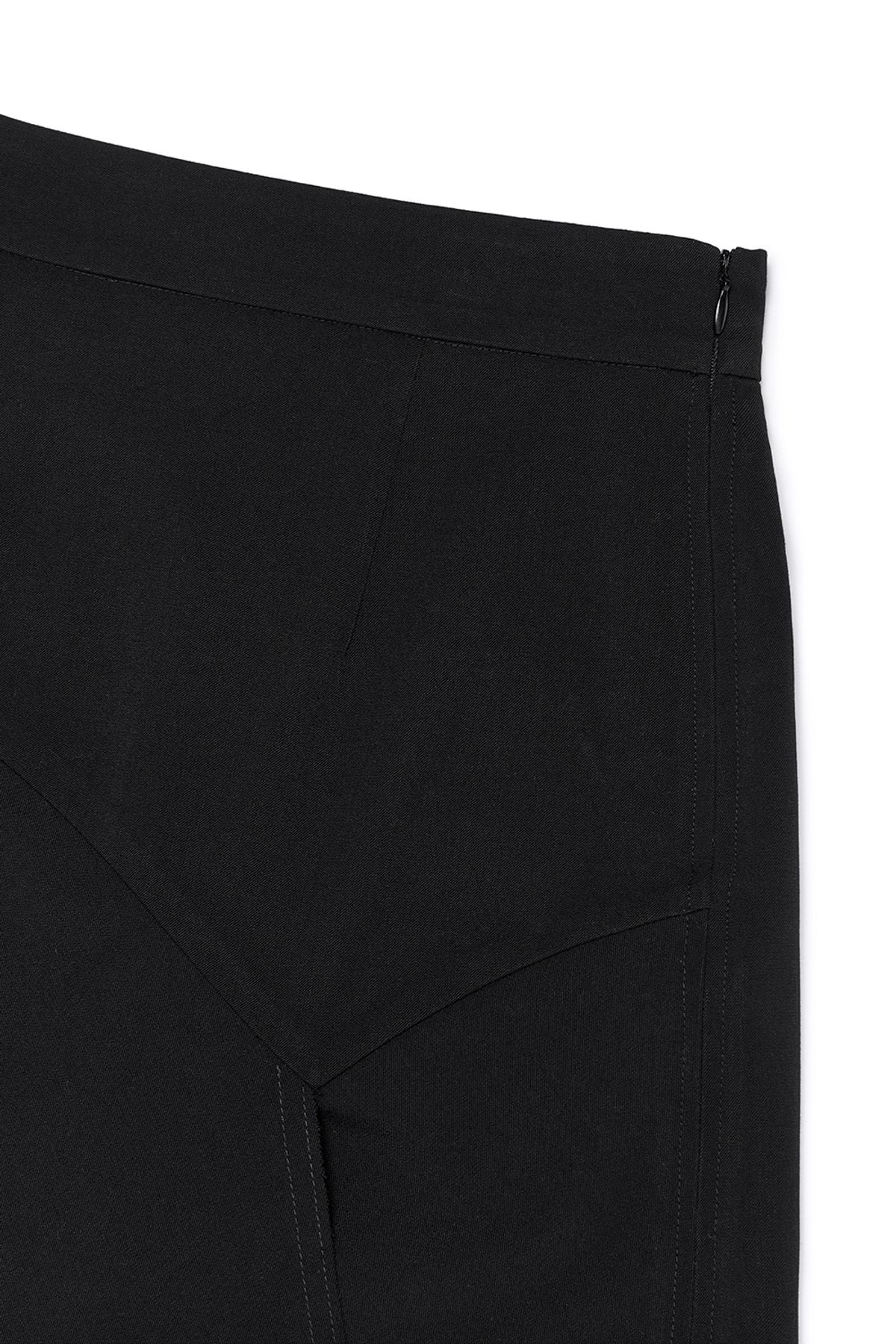 커렌트(CURRENT) ASSYMETRIC WRAP MIDI SKIRT [BLACK]