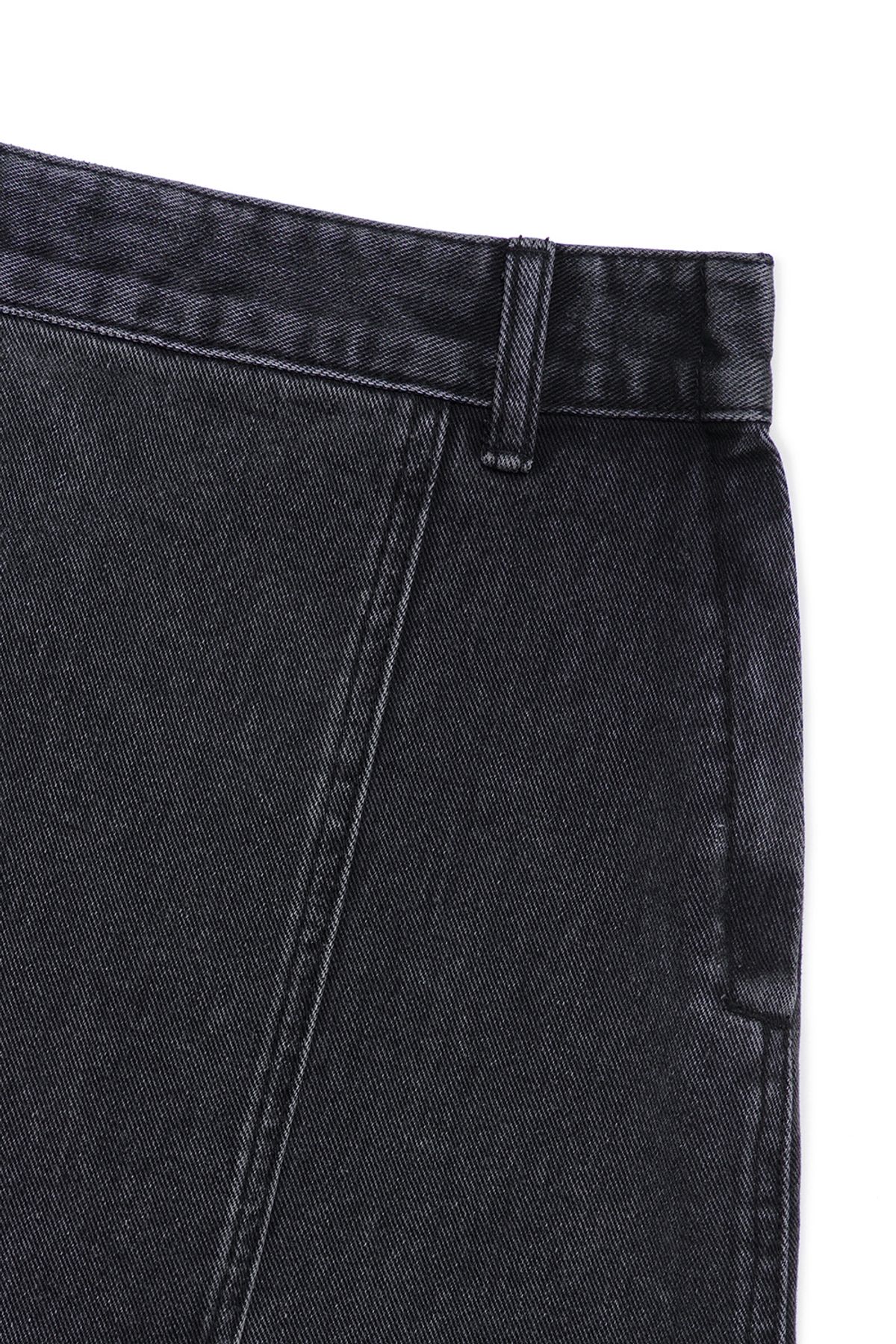 커렌트(CURRENT) ASYMMETRIC DENIM MIDI SKIRT [BLACK]