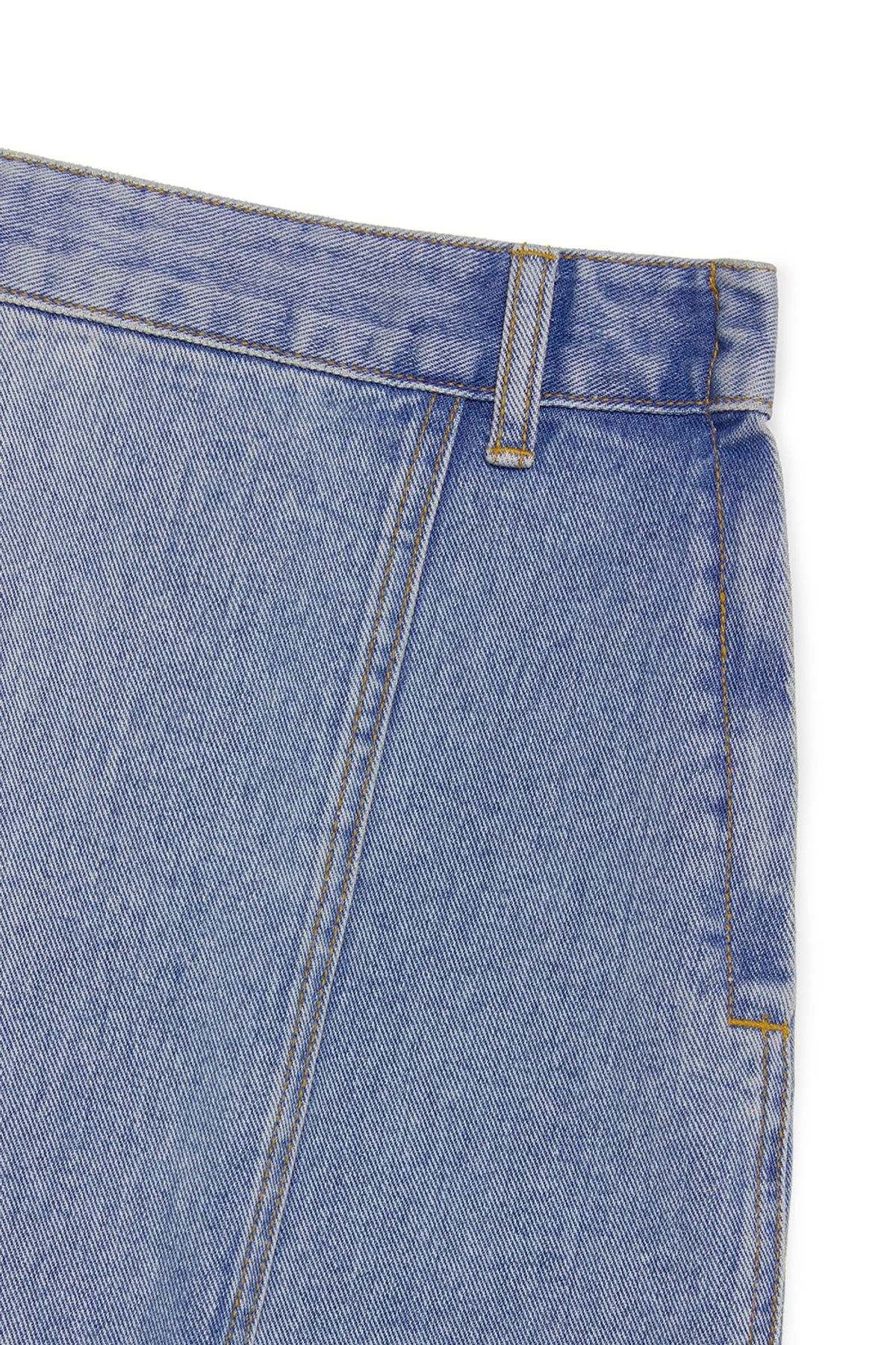 커렌트(CURRENT) ASYMMETRIC DENIM MIDI SKIRT [LIGHT BLUE]