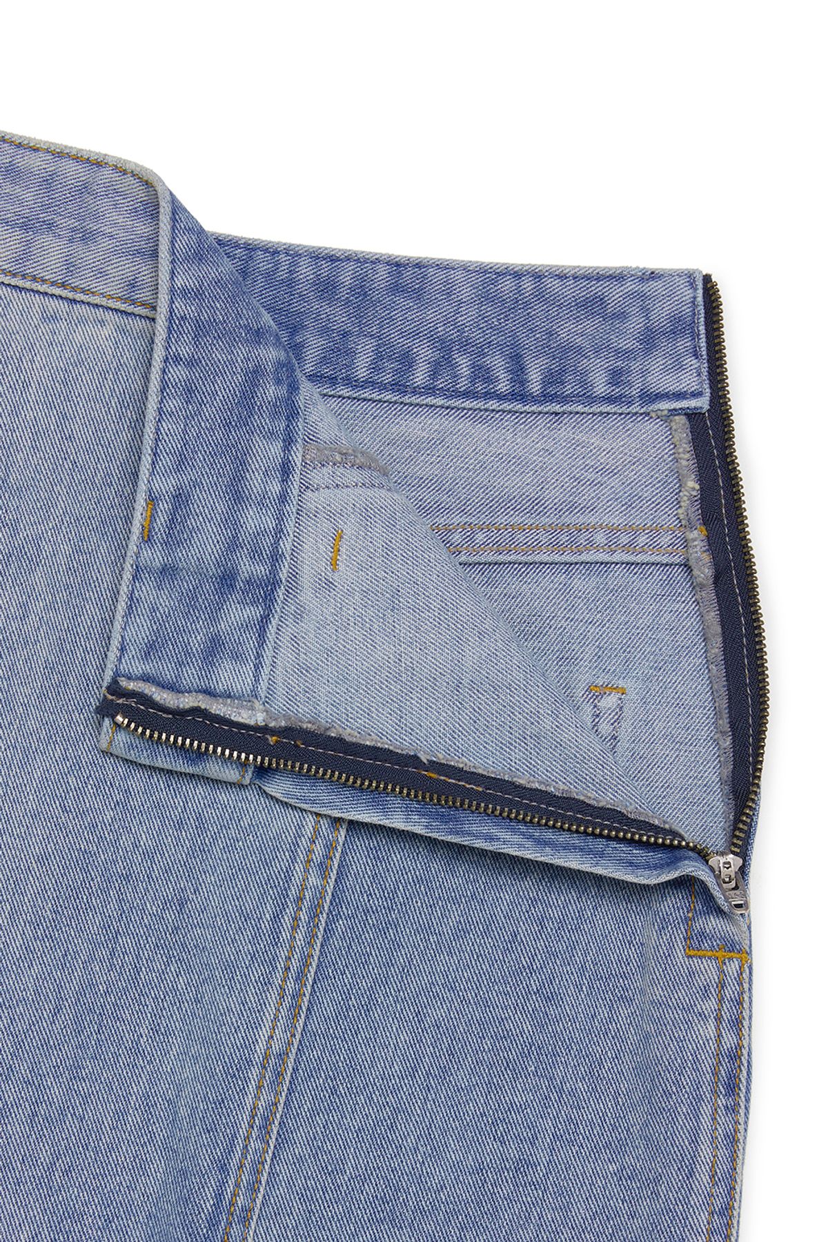 커렌트(CURRENT) ASYMMETRIC DENIM MIDI SKIRT [LIGHT BLUE]