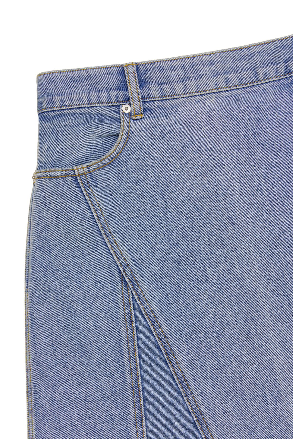 커렌트(CURRENT) ASYMMETRIC DENIM MIDI SKIRT [LIGHT BLUE]