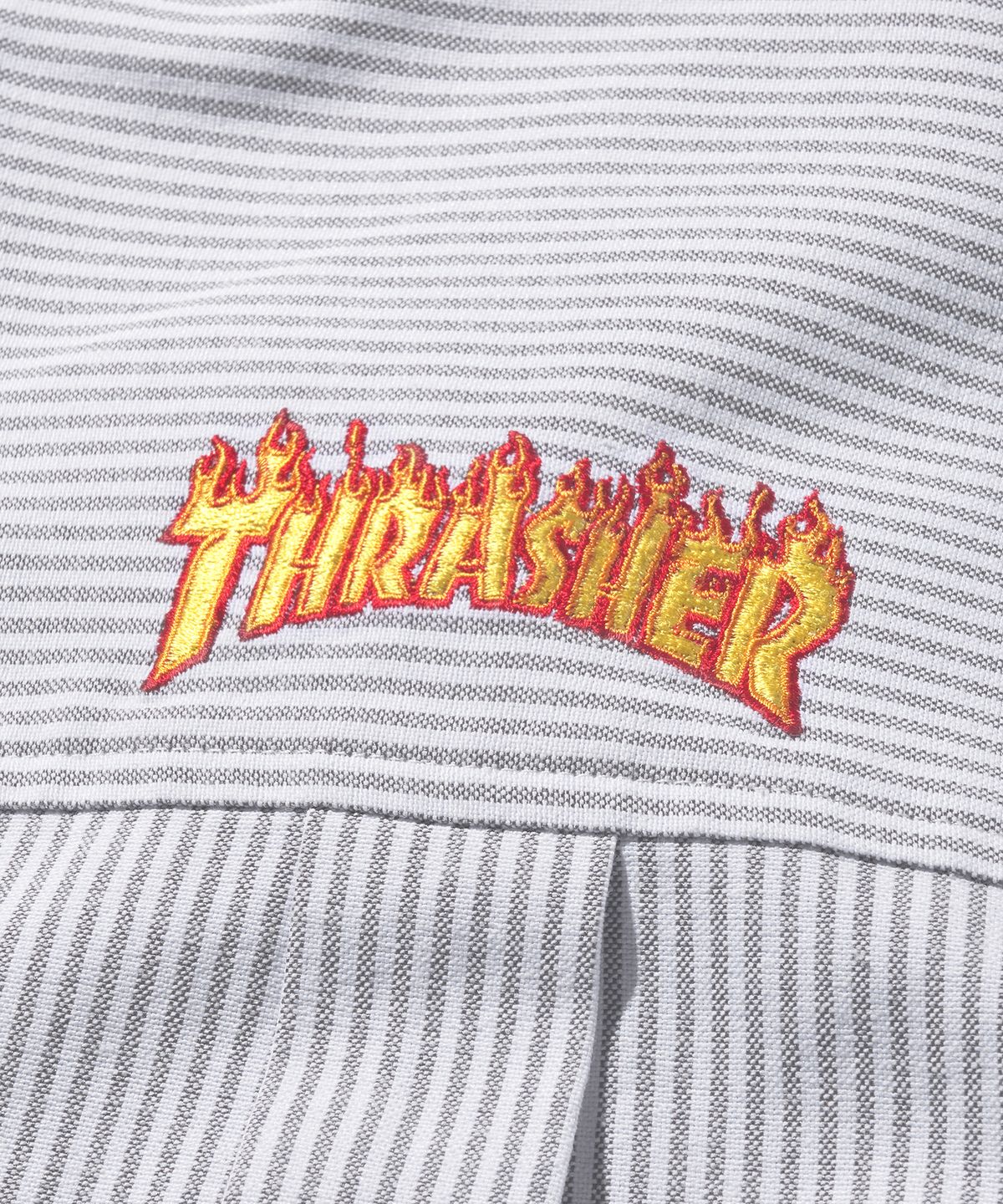 트레셔(THRASHER) 플레임 포켓 스트라이프 셔츠 그레이