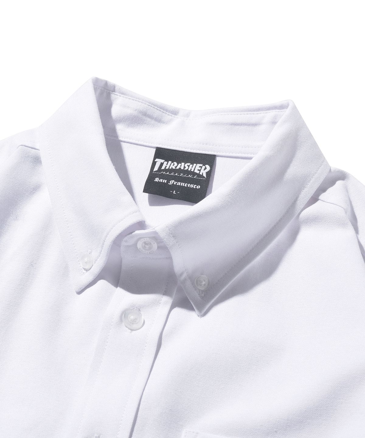 트레셔(THRASHER) 플레임 포켓 옥스포드 셔츠 화이트