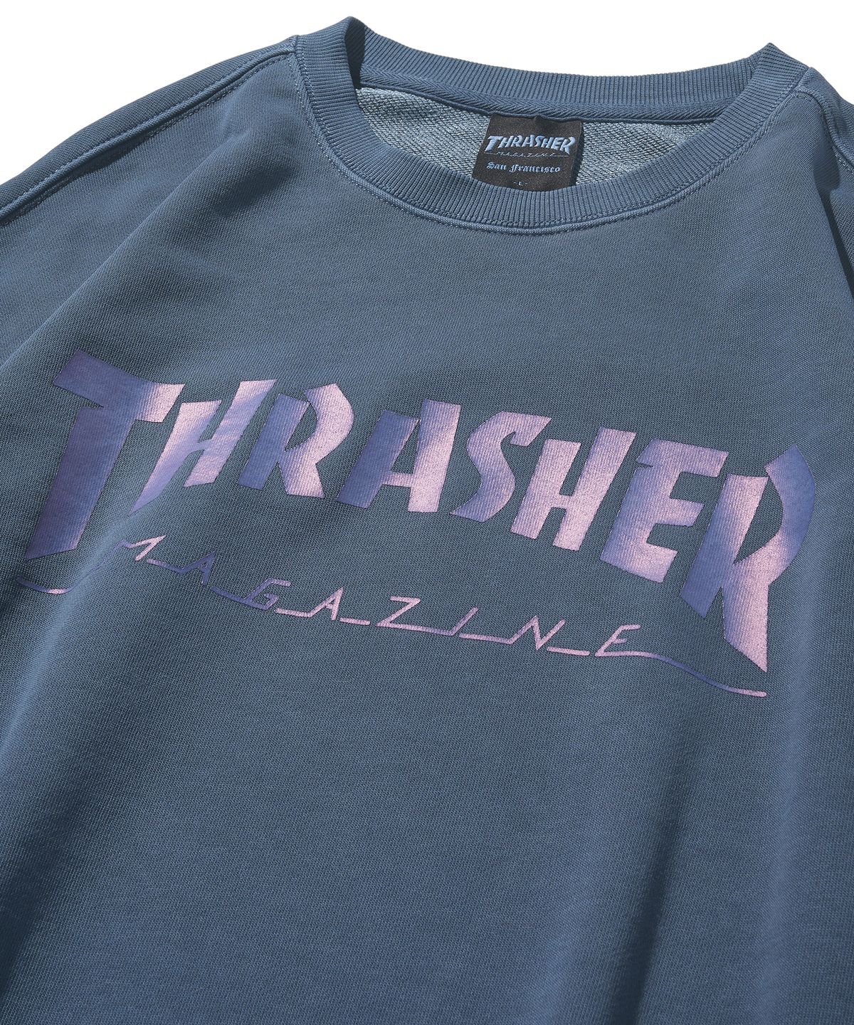 트레셔(THRASHER) 매거진 피그먼트 다잉 맨투맨 다크 블루