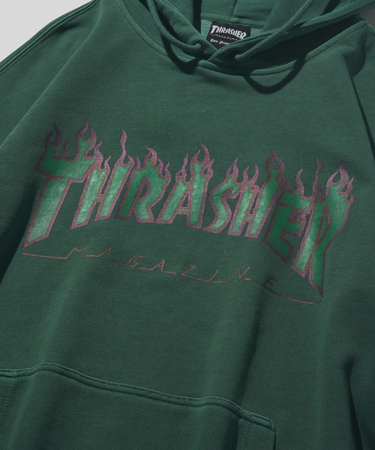 트레셔(THRASHER) 플레임 피그먼트 다잉 후디 그린