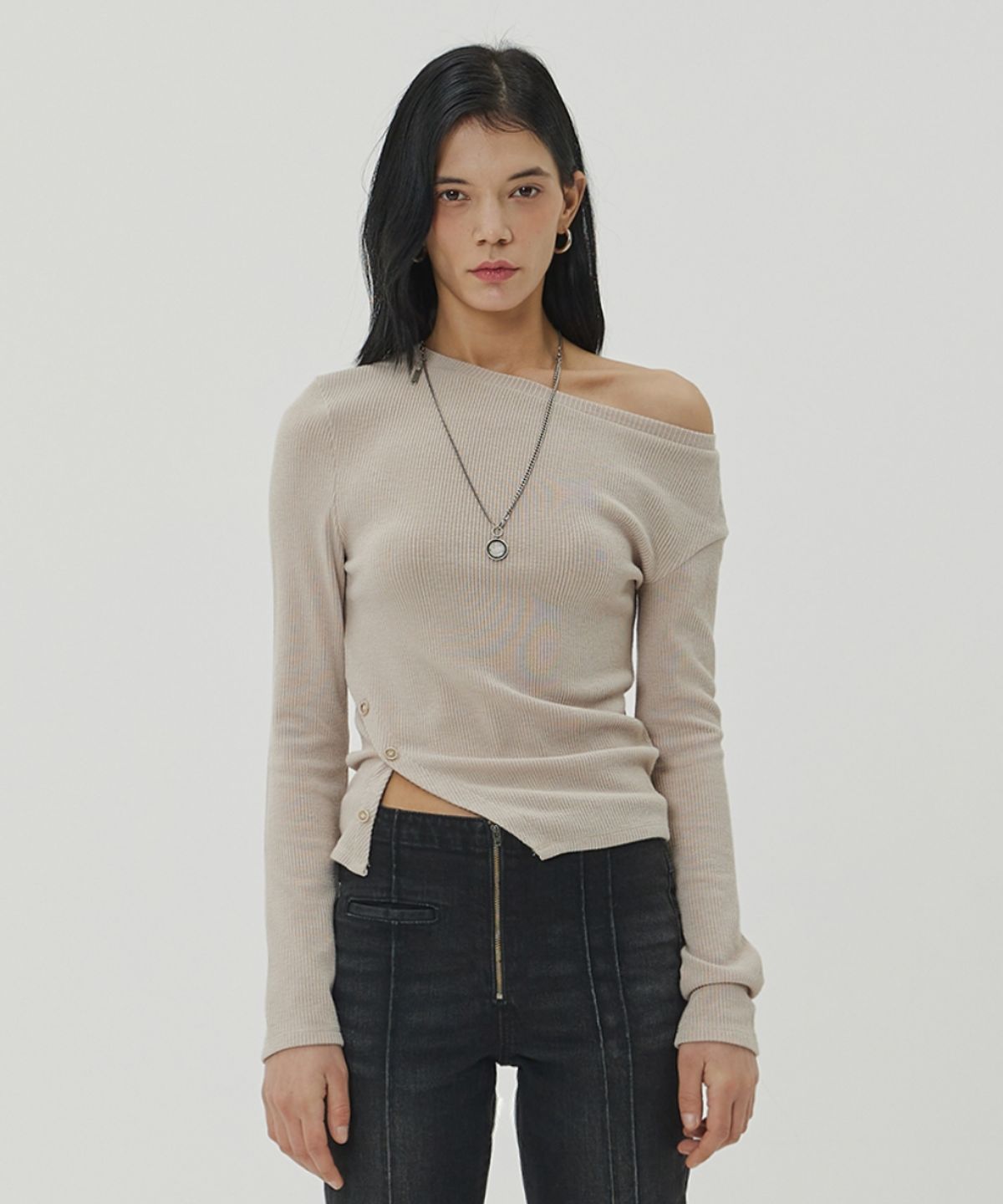 메종미네드(MAISON MINED) (W) CIRCLE LAYERED CHAIN NECKLACE - SILVER
