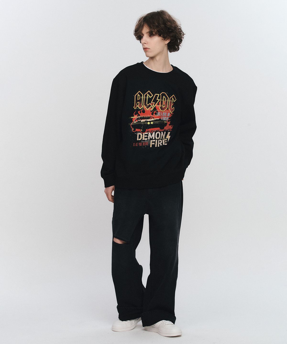 브라바도(BRAVADO) ACDC Demon Fire Sweatshirt BK (BRENT2325)