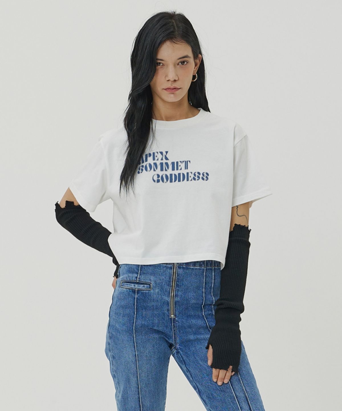메종미네드(MAISON MINED) (W) APEX SOMMET HALF T - WHITE