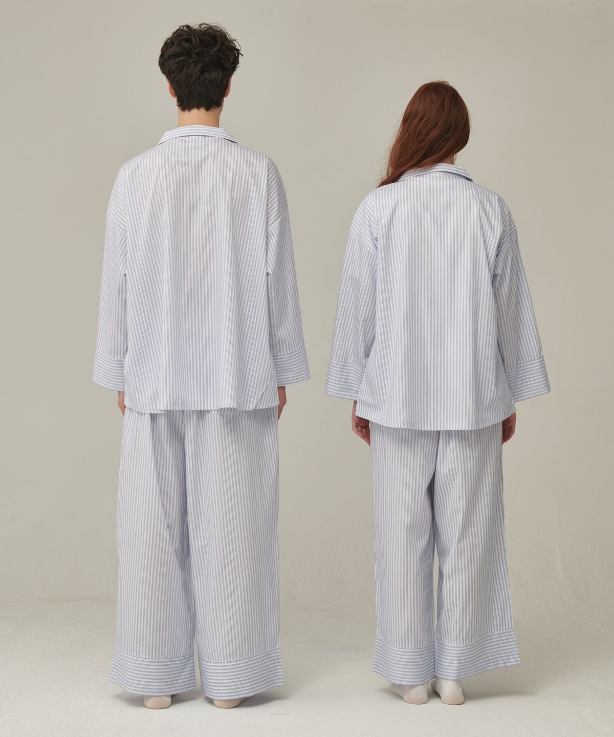 오끼뜨(OGGITT) (uni)도미토리 펜슬 스트라이프 파자마 블루