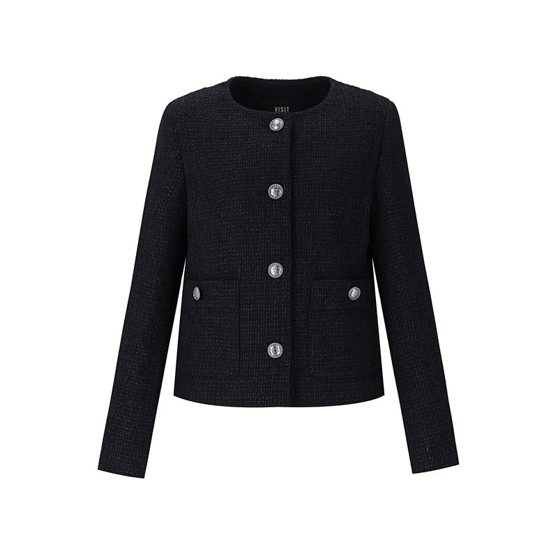 ジャケット・アウター MUSINSA ROUND NECK TWEED JACKET MUSINSA | MUSINSA STANDARD ROUND NECK TWEED JACKET [BLACK]