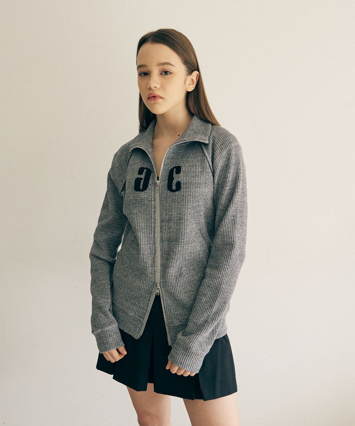 아트스피크하우스(ART SPEAK HOUSE) RAGLAN CUTTING ZIP UP_CHARCOAL