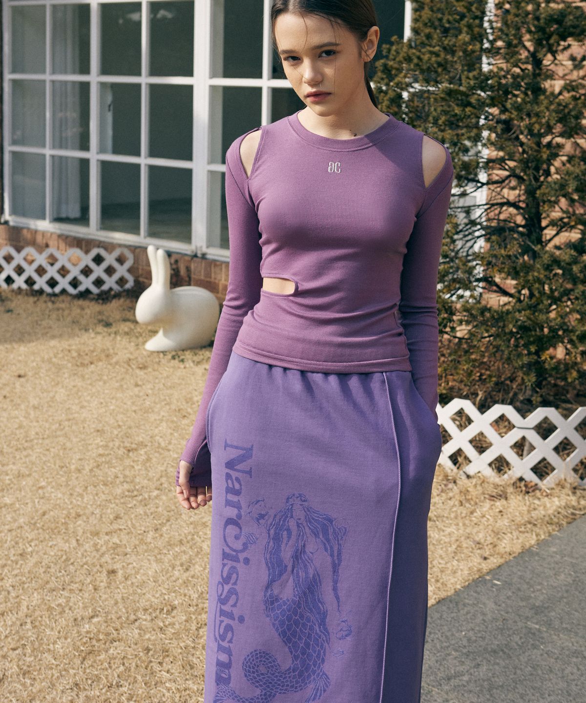 아트스피크하우스(ART SPEAK HOUSE) NARCISSISM SWEAT SKIRT_DEEP MAUVE