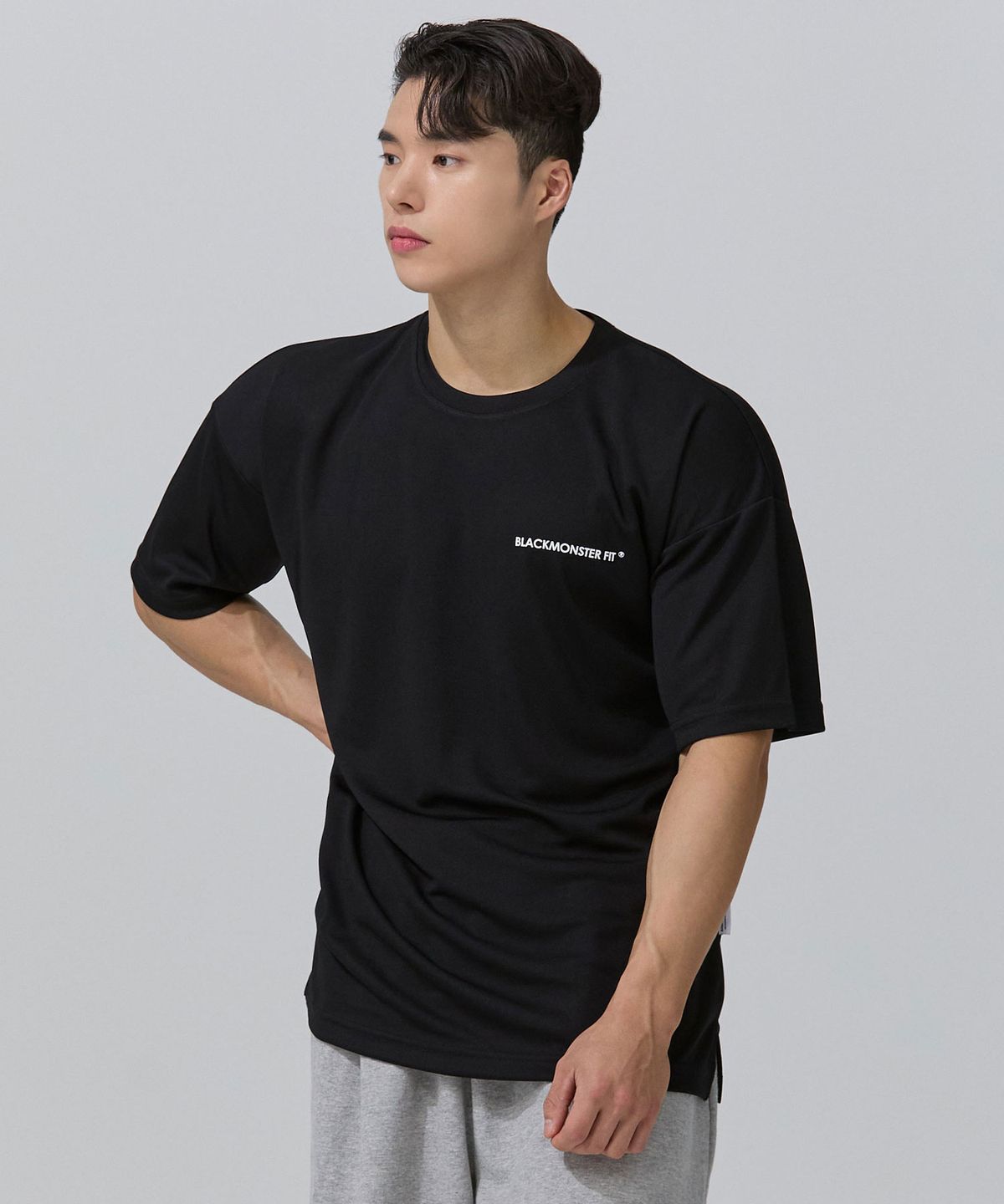 블랙몬스터핏(BLACK MONSTER FIT) 기능성 쿨에버 오버핏 반팔 티셔츠 (BLACK) / BM200214