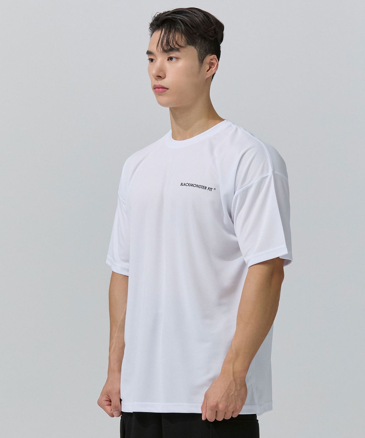 블랙몬스터핏(BLACK MONSTER FIT) 기능성 쿨에버 오버핏 반팔 티셔츠 (WHITE) / BM200214