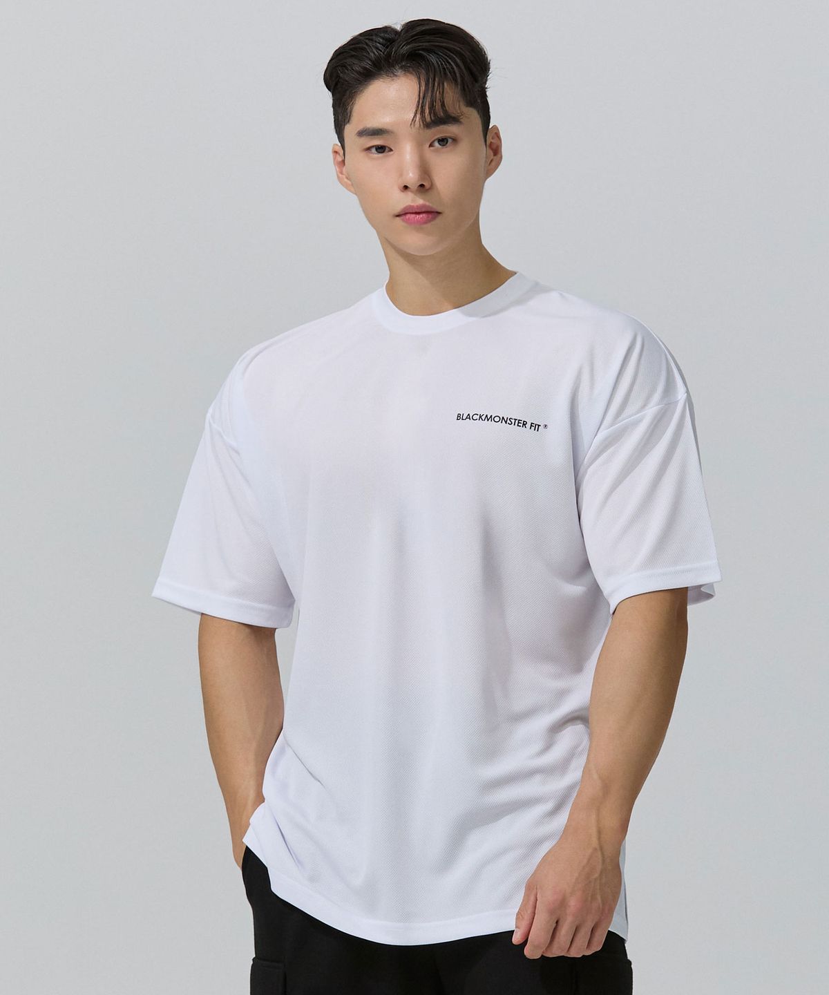 블랙몬스터핏(BLACK MONSTER FIT) 기능성 쿨에버 오버핏 반팔 티셔츠 (WHITE) / BM200214
