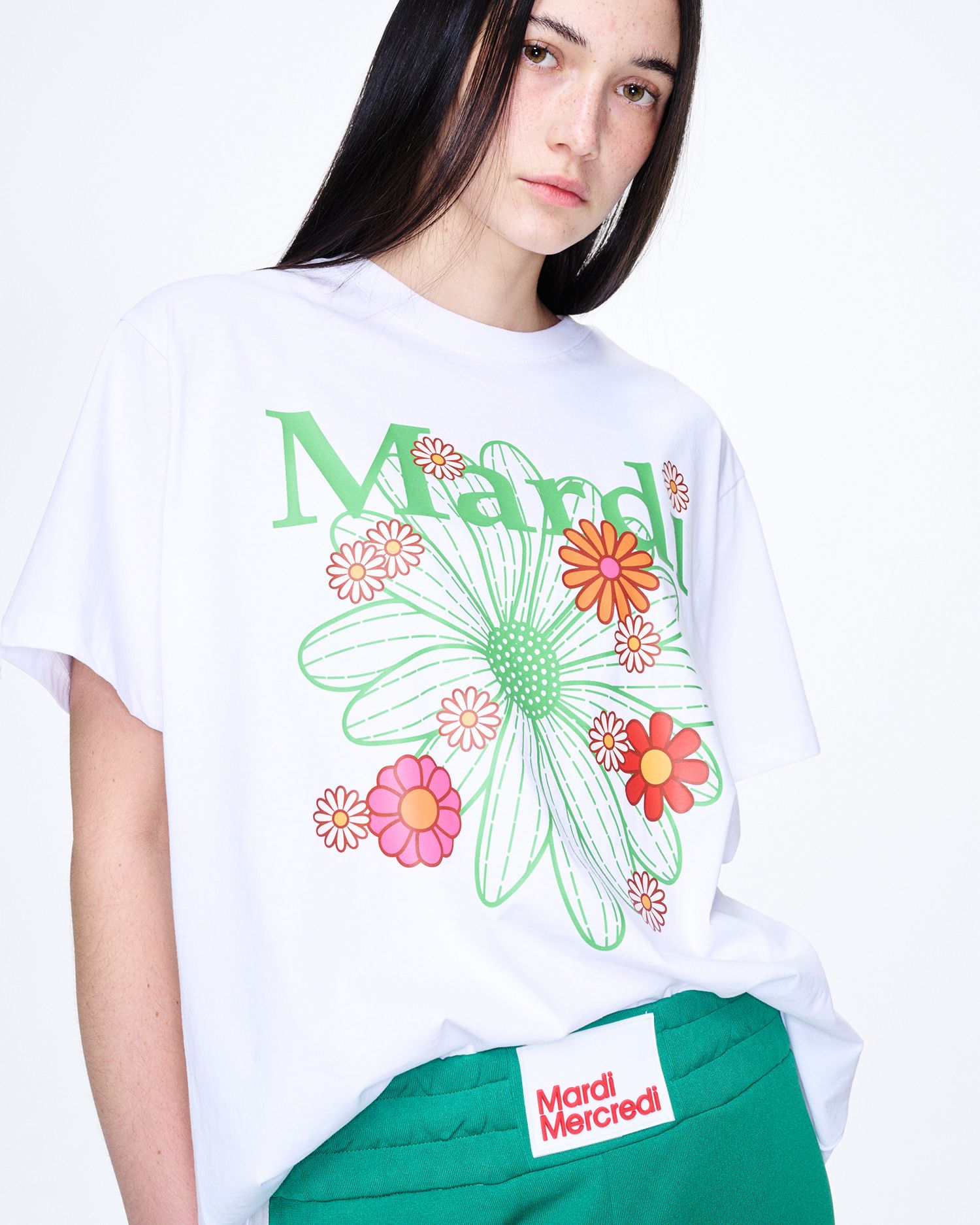 ●Mardi Mercredi●UNISEX TSHIRT BIG FLOWER MAN_WHITE MARDI MERCREDI (EN)