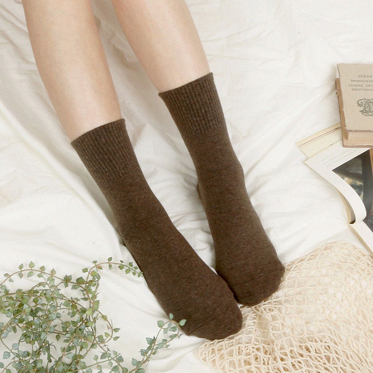 삭스에이(SOCKSA) [10PACK] 베이직 200N 데일리 하프골지밴드 긴 양말