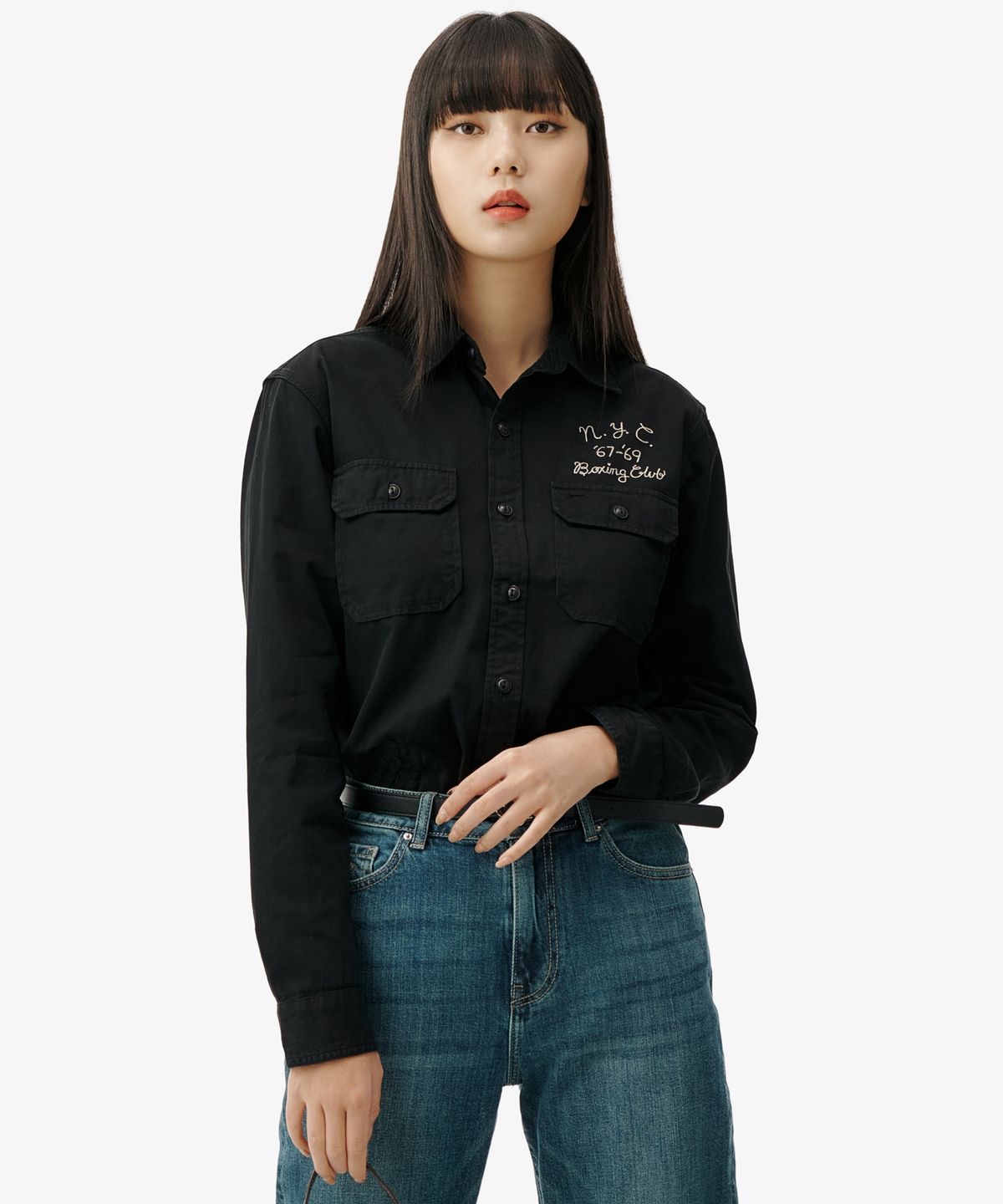 폴로 랄프 로렌(POLO RALPH LAUREN) [NEW YORK BOXING CLUB] 코튼 치노 셔츠 - 블랙