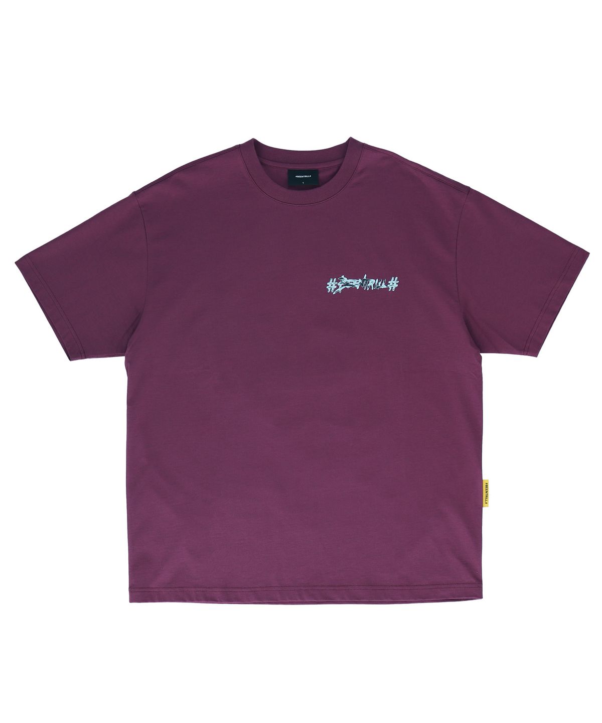빈트릴(BEENTRILL) 뉴 페인팅 해시태그 오버핏 반팔 티셔츠(퍼플)