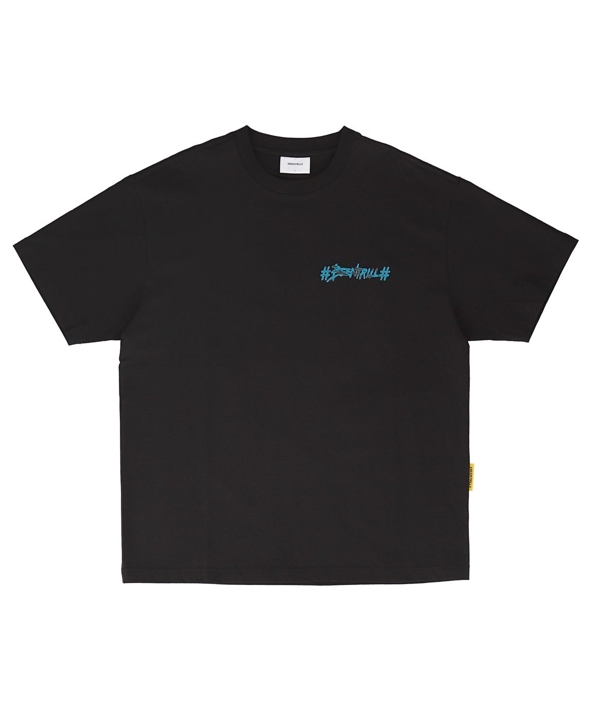 빈트릴(BEENTRILL) 뉴 페인팅 해시태그 오버핏 반팔 티셔츠(블랙)