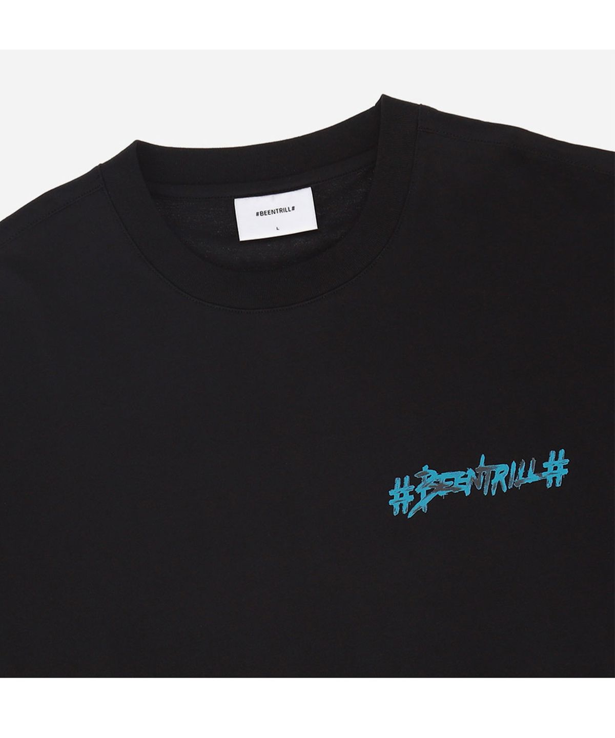 빈트릴(BEENTRILL) 뉴 페인팅 해시태그 오버핏 반팔 티셔츠(블랙)