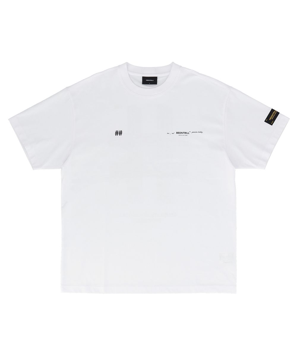 빈트릴(BEENTRILL) 뉴 리플렉티브 해시태그 오버핏 반팔 티셔츠(오프 화이트) - 사이즈 & 후기 | 무신사