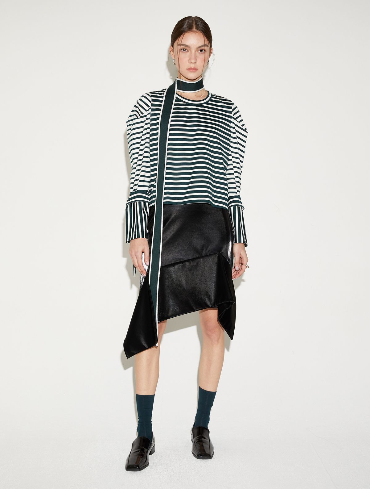 르이엘(LE YIEL) Color Block Knit Muffler_Green 컬러 블럭 니트 머플러_그린