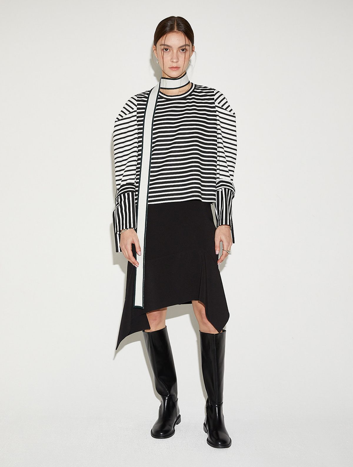 르이엘(LE YIEL) Color Block Knit Muffler_Green 컬러 블럭 니트 머플러_그린