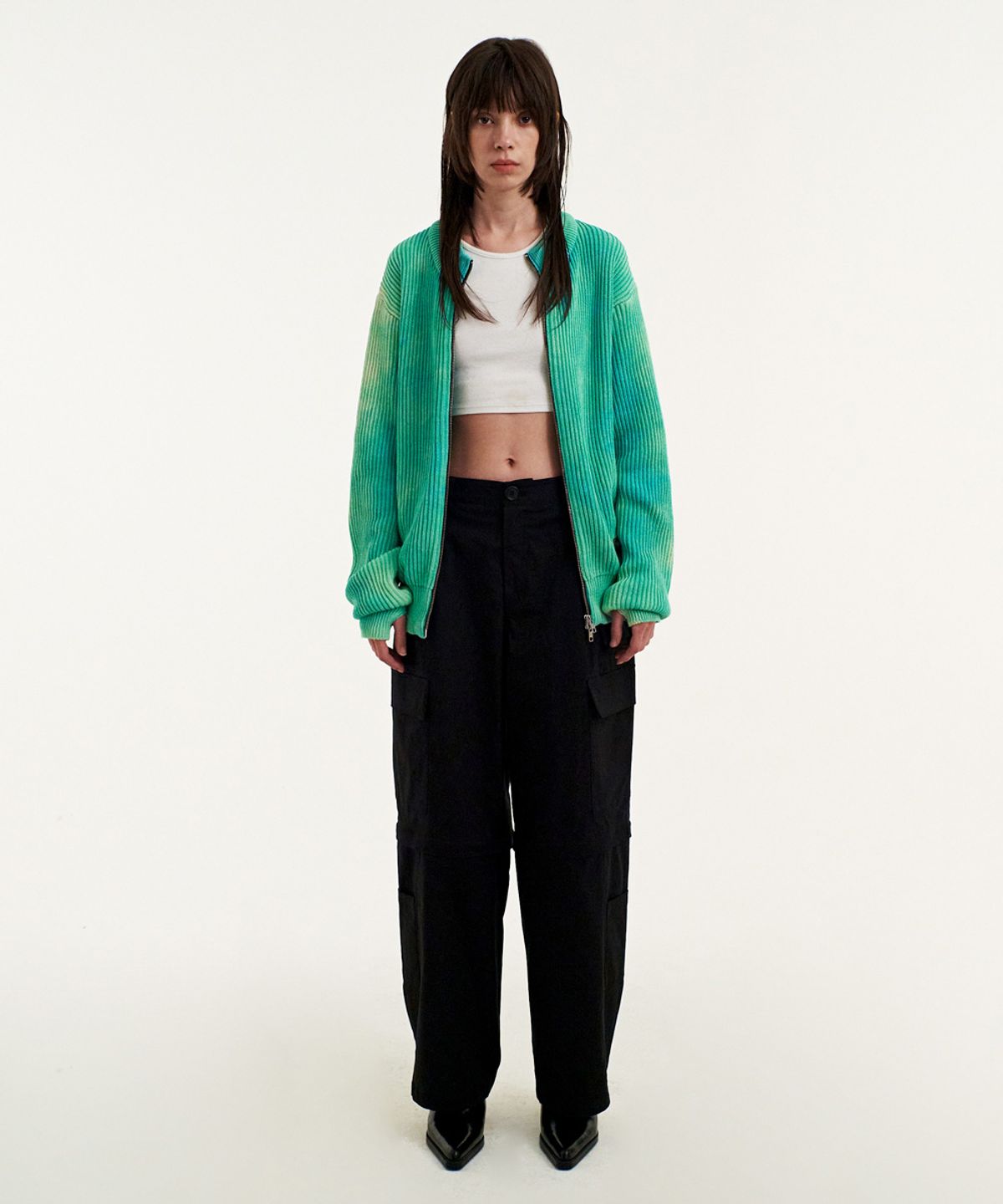엠엠지엘(MMGL) DYEING ZIP-UP CARDIGAN (AQUA MINT)