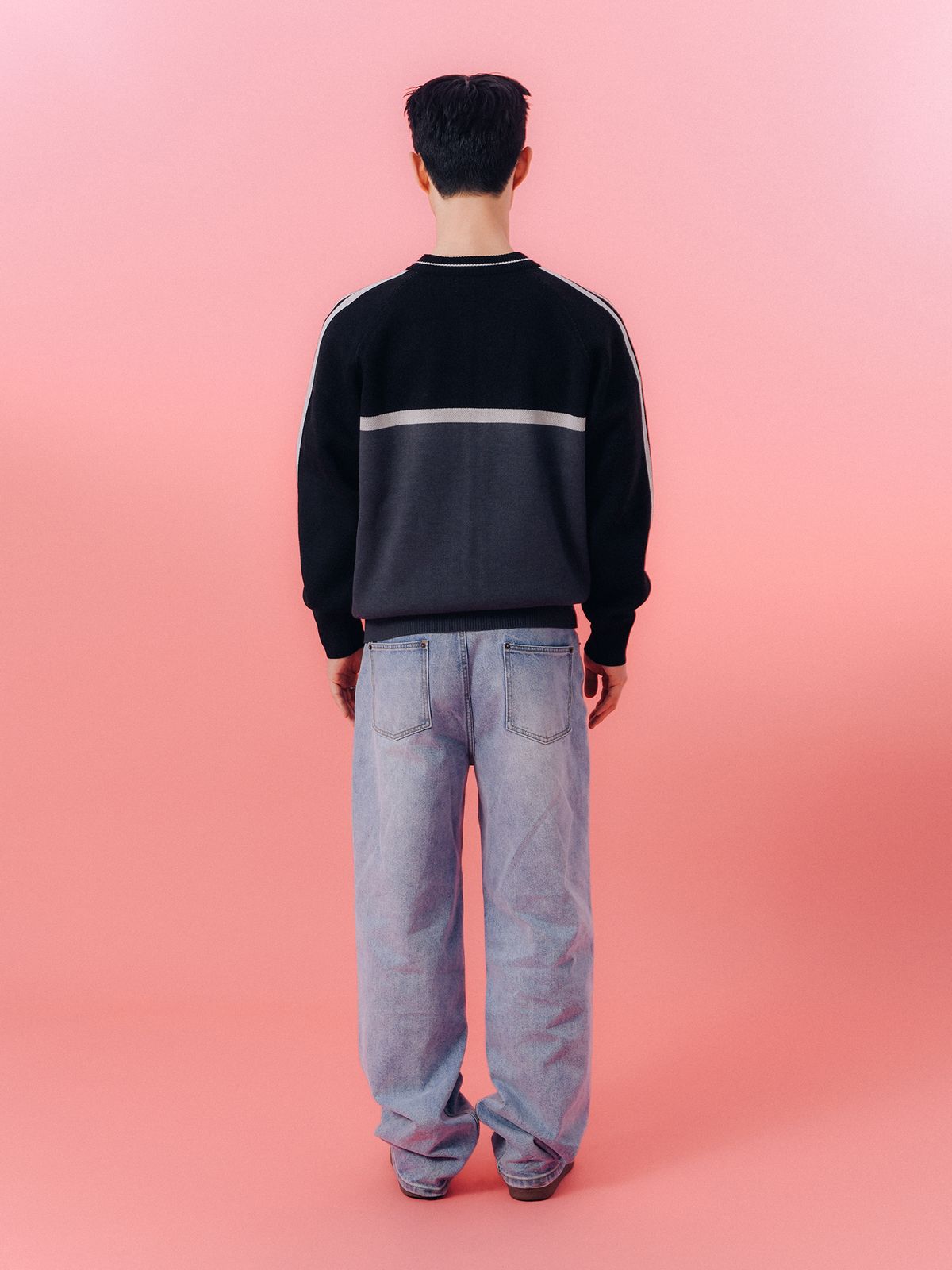 피지컬 디파트먼트(PHYSICAL DEPARTMENT) COLOR BLOCK HIGH NECK CARDIGAN BLACK