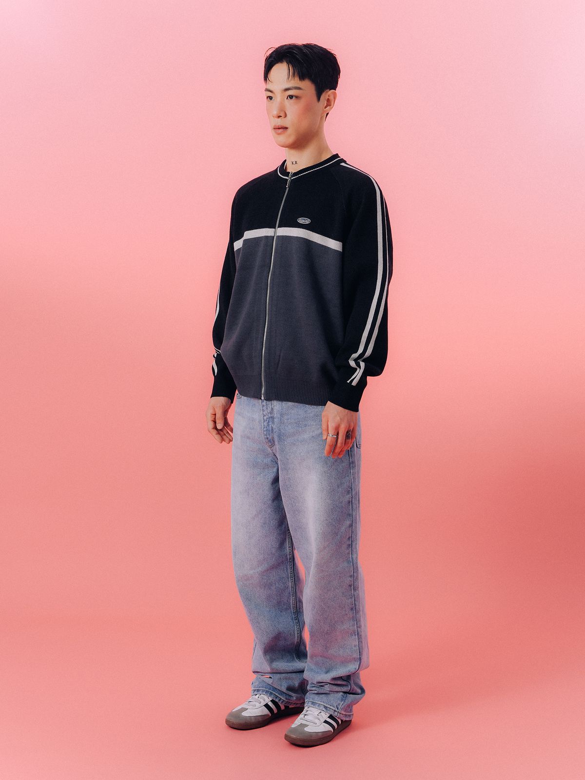 피지컬 디파트먼트(PHYSICAL DEPARTMENT) COLOR BLOCK HIGH NECK CARDIGAN BLACK