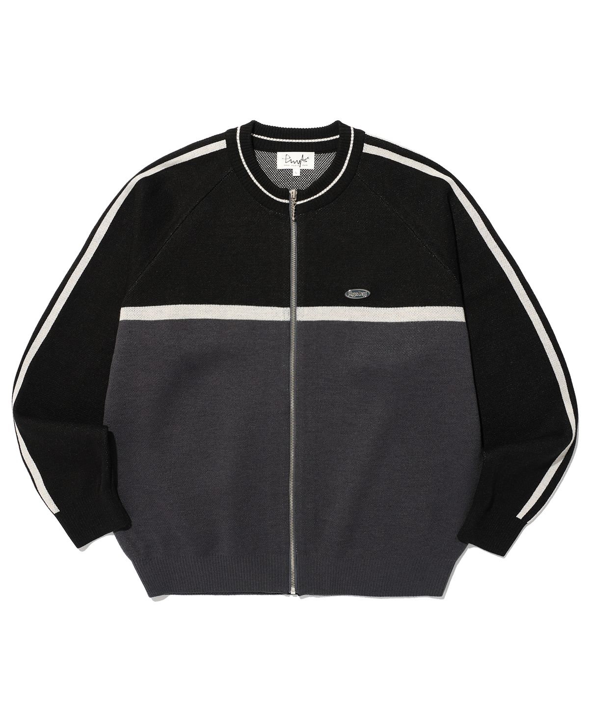 피지컬 디파트먼트(PHYSICAL DEPARTMENT) COLOR BLOCK HIGH NECK CARDIGAN BLACK