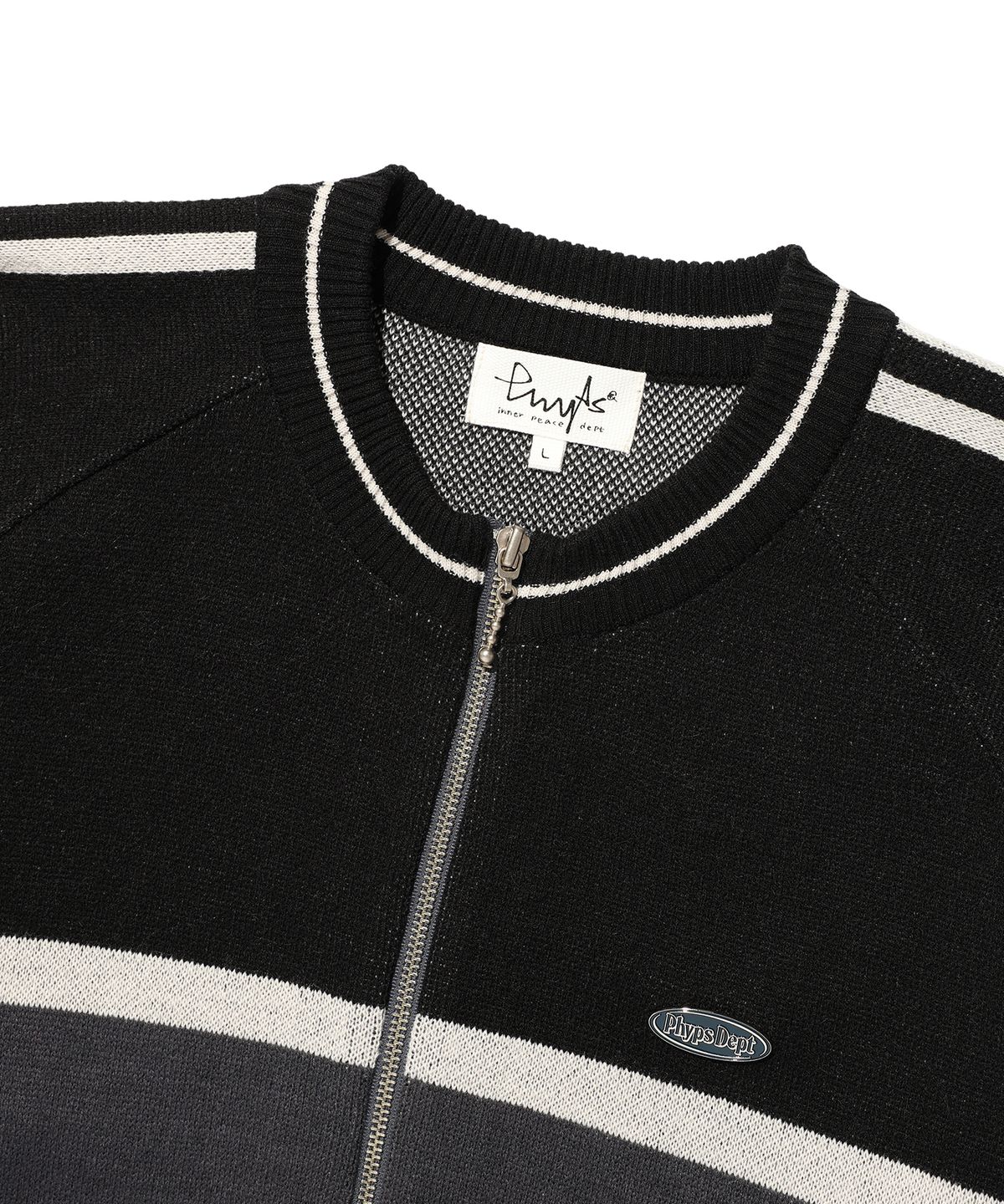 피지컬 디파트먼트(PHYSICAL DEPARTMENT) COLOR BLOCK HIGH NECK CARDIGAN BLACK
