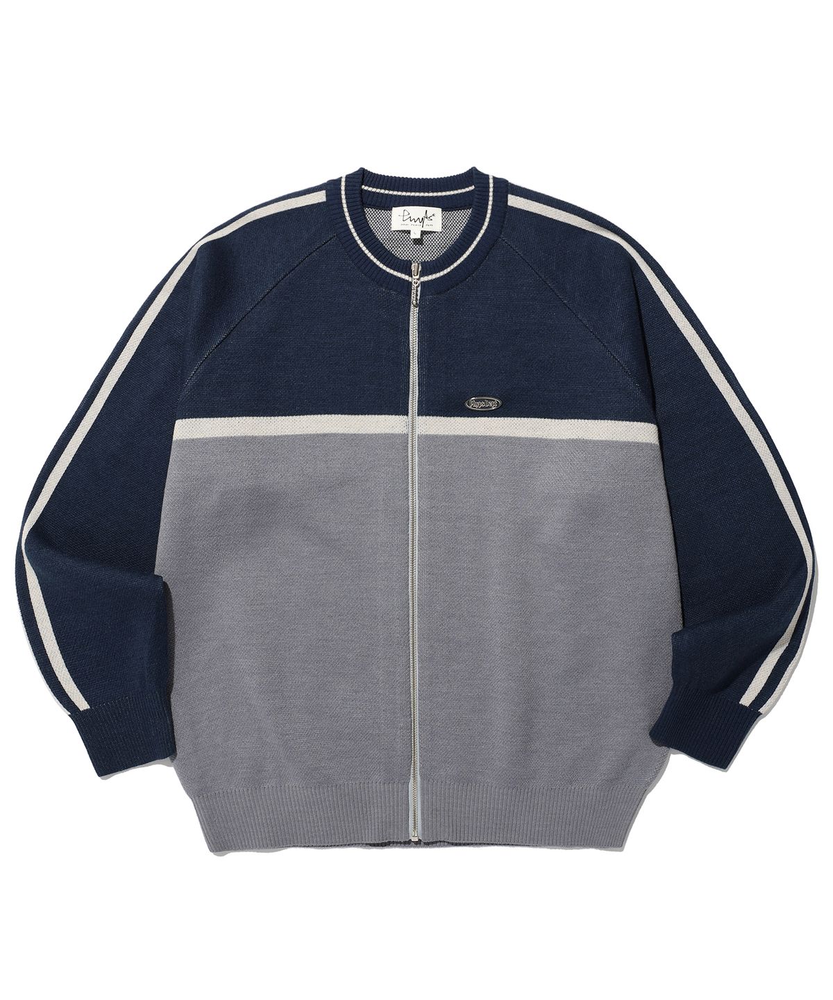 피지컬 디파트먼트(PHYSICAL DEPARTMENT) COLOR BLOCK HIGH NECK CARDIGAN VINTAGE BLUE