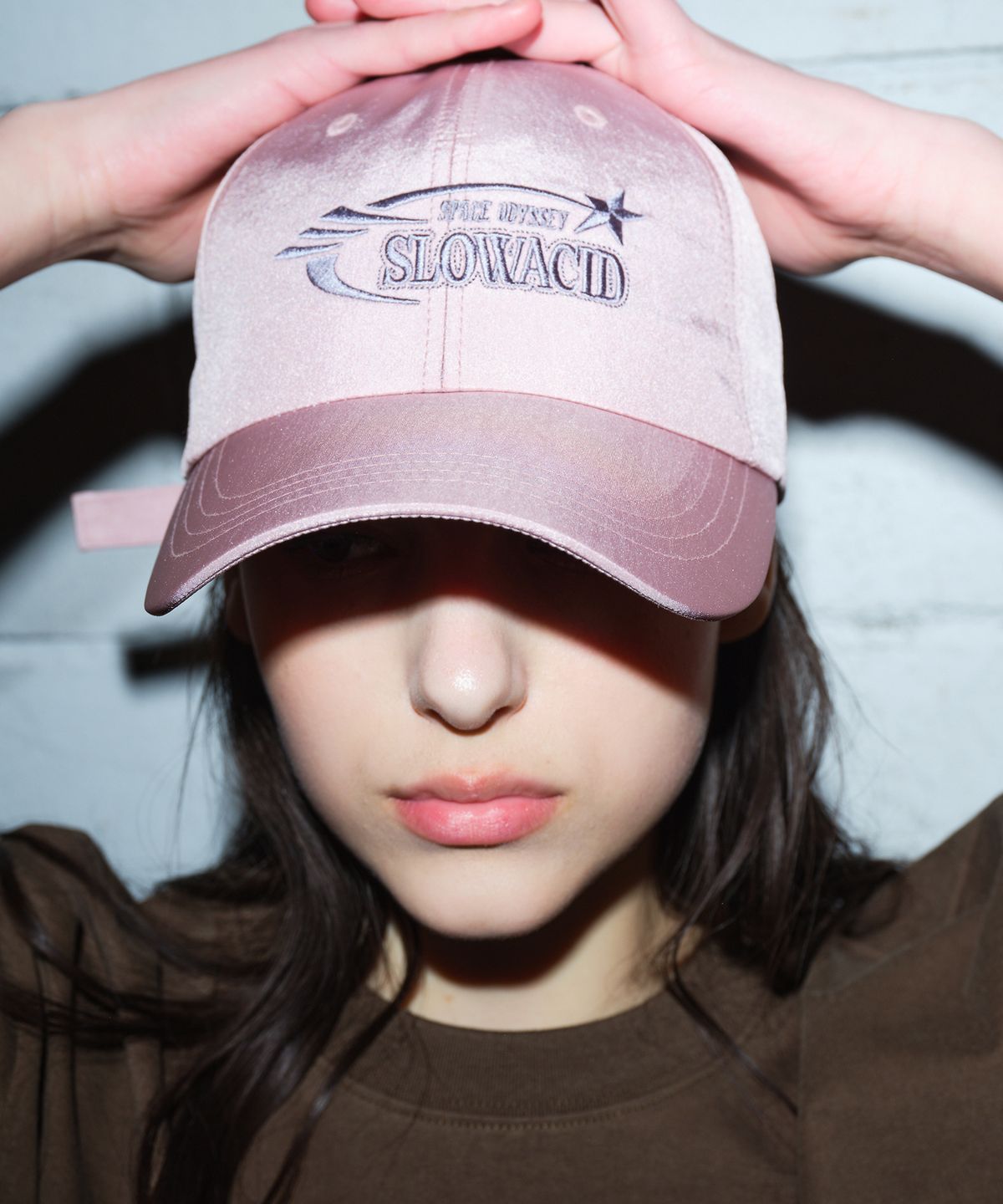 슬로우애시드(SLOWACID) 3라인 스타 로고 나일론 볼캡 [라이트핑크]