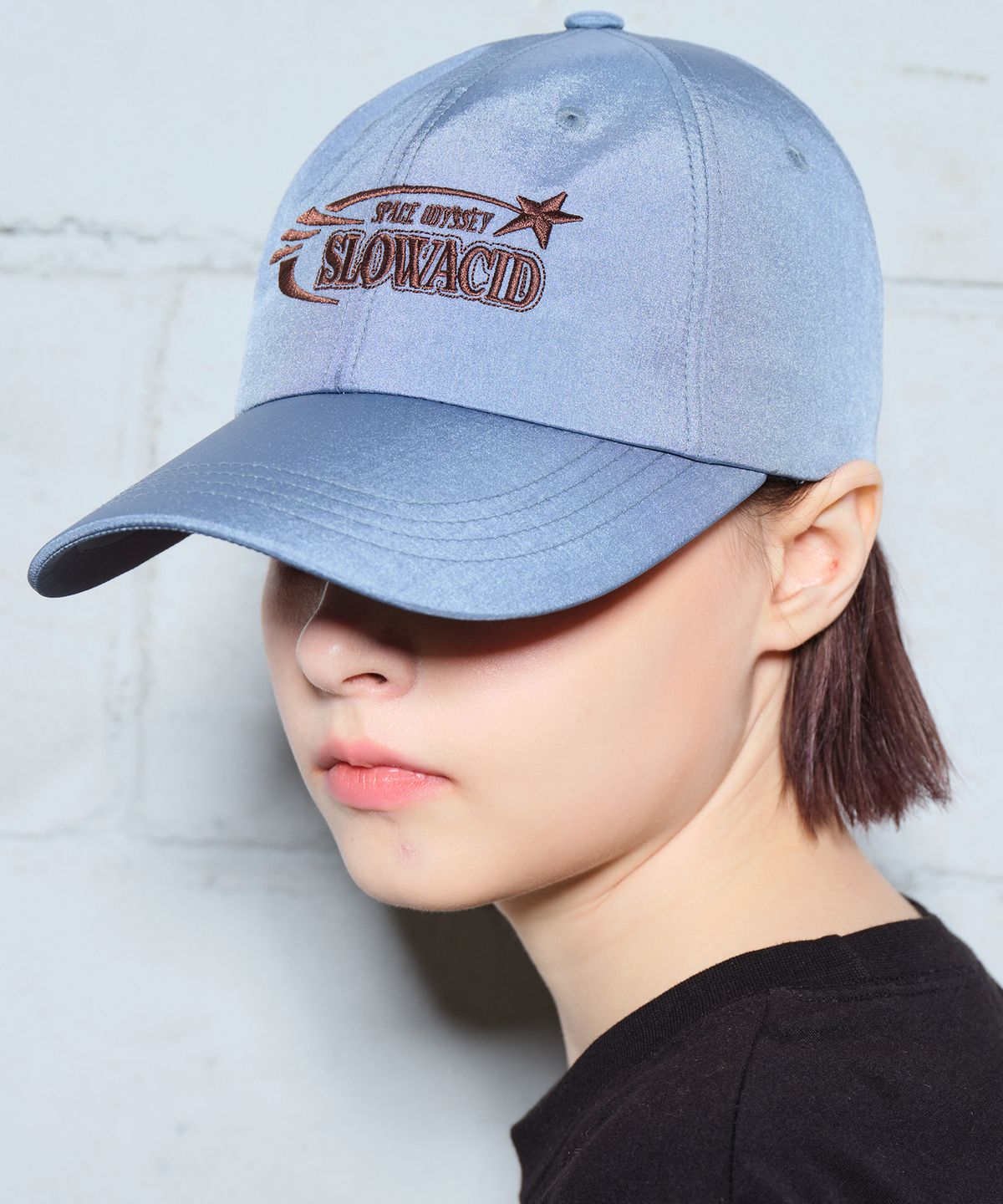 슬로우애시드(SLOWACID) 3라인 스타 로고 나일론 볼캡 [그레이시블루]