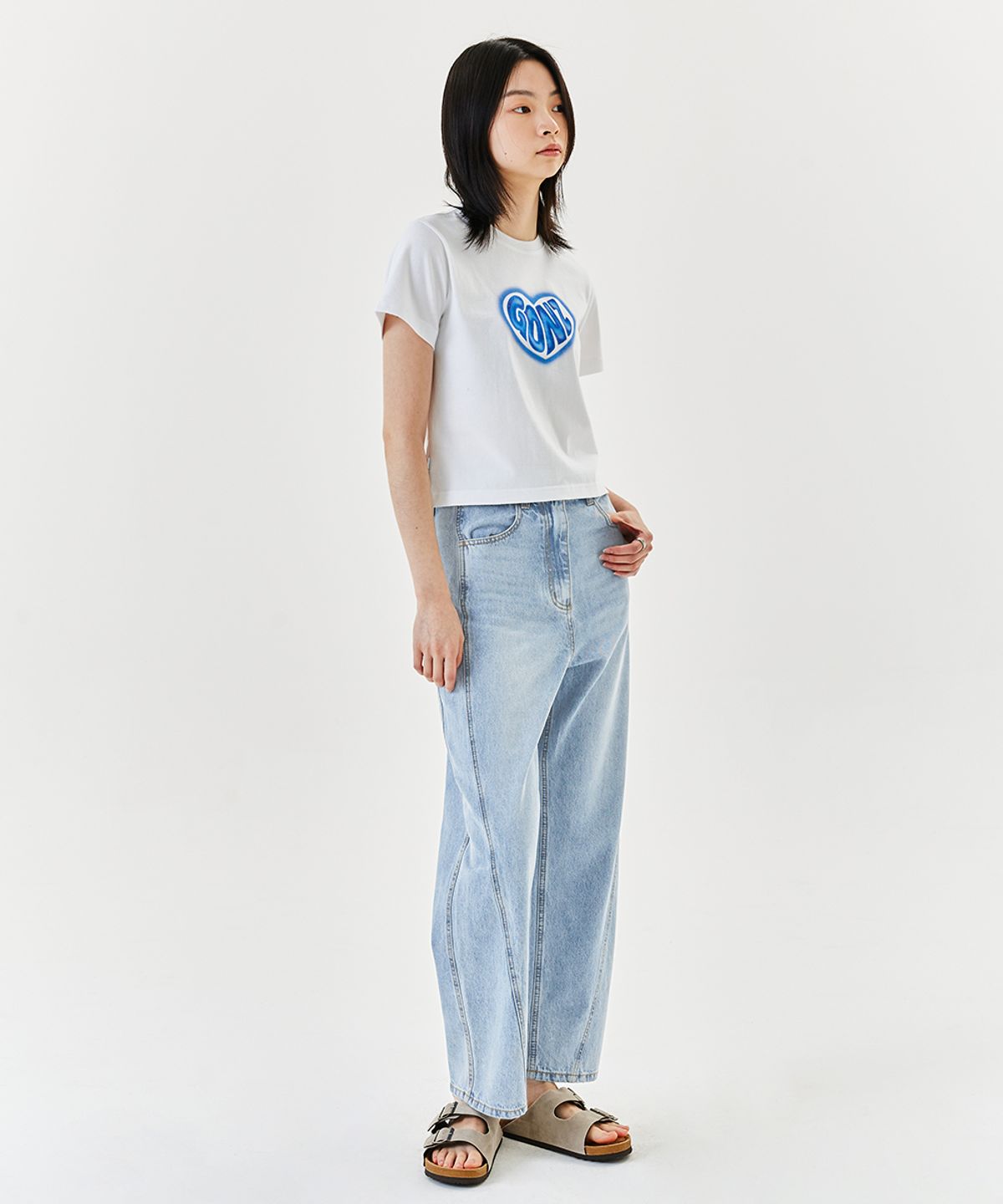 마크곤잘레스(MARK GONZALES) WOMENS NEW CURVED DENIM PANT - L/BLUE