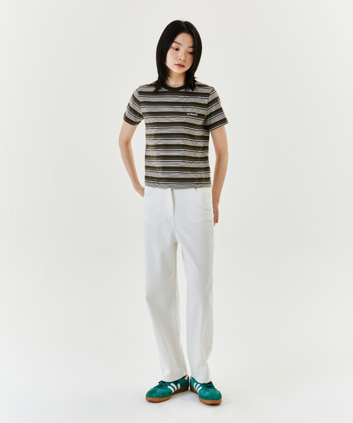 마크곤잘레스(MARK GONZALES) WOMENS NEW CURVED DENIM PANT - IVORY