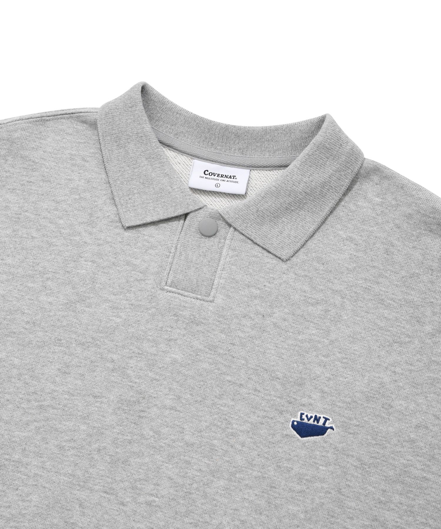 MUSINSA公式 | COVERNAT Whale logo collar sweatshirt melange gray