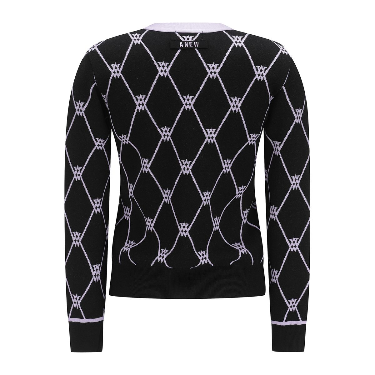 어뉴골프(ANEW GOLF) WOMEN MONOGRAM LOGO INTARSIA CARDIGAN_BK